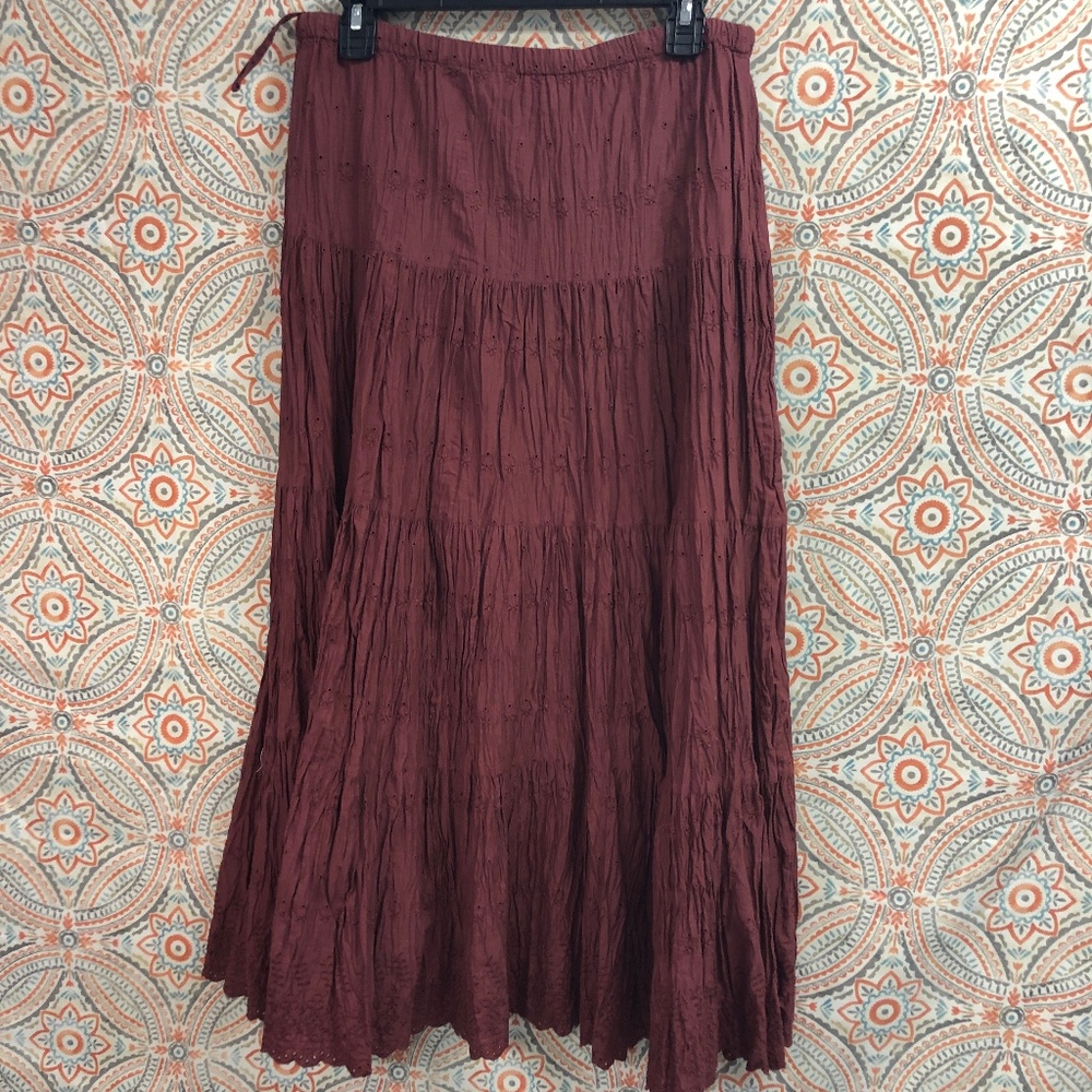 3/$21 Eyelet Lace Maxi Peasant Skirt 100% Cotton
